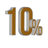 3D NUMBER PERCENTAGE GOLD AND SILVER STYLE png