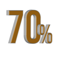 3d numero percentuale oro e argento stile png