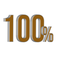 3d numero percentuale oro e argento stile png