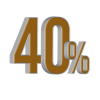 3D NUMBER PERCENTAGE GOLD AND SILVER STYLE png