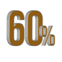 3D NUMBER PERCENTAGE GOLD AND SILVER STYLE png