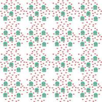 Seamless pattern with green monsters and heart on a white background vector
