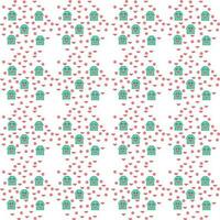 Seamless pattern with green monsters and heart on a white background vector