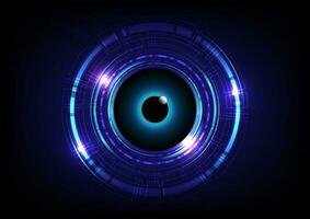 Abstract digital eye, data network and cyber security technology vector background. Futuristic tech of virtual cyberspace and internet secure surveillance, binary code digital eye or safety scanner.