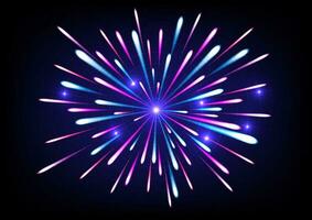 Abstract colorful fireworks on dark background. Vector illustration.