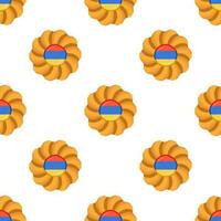 Pattern cookie with flag country Armenia in tasty biscuit vector