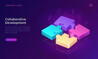 Collaborative development, isometric concept vector