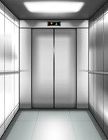 Empty elevator cabin with closed doors inside vector