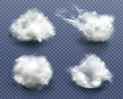 Realistic cotton wool, clouds or wadding balls set vector