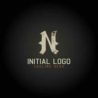 logo de norte alfabeto inicial gótico estilo icono diseño vector