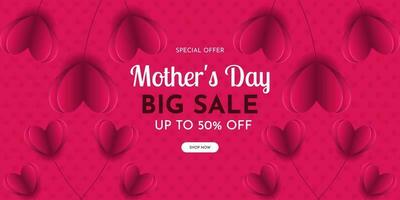 Mother's day sale poster or holiday shop seasonal discount offer banner vector