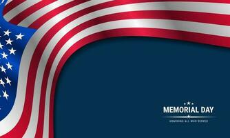 Memorial Day Background Text Design. Honoring All Who Served. Vector Illustration.