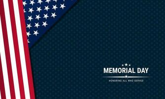 Memorial Day Background Text Design. Honoring All Who Served. Vector Illustration.