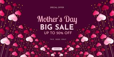 Mother's day sale poster or holiday shop seasonal discount offer banner vector