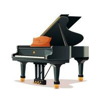 Classic black grand piano with open lid. Musical instrument. Vector illustration for design.