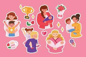 Best mom cute stickers set vector