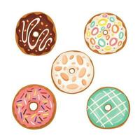 Cute donuts vector cartoon illustration