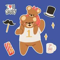 papa bear cartoon vector set