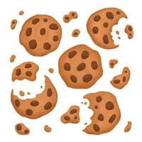 chocolate chips cookies cartoon set vector