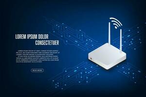 vector tecnología inalámbrico fo Internet isométrica Wifi enrutador