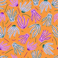 Tropical leaves hand drawn seamless pattern. Botanical trendy design. Vector repeating design for fabric.