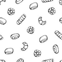 Hand drawn bakery seamless pattern background. vector