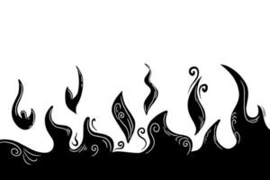 Fire vector, black flame isolated on white background. vector