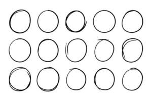 Super set of circles lines sketch hand drawn. Doodle circles for design elements vector