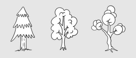 collection of black and white tree doodle pictures vector