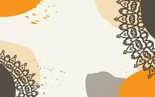 Abstract hand drawn background with doodle elements and circle ornament. Vector illustration.