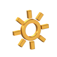 Sunny 3D Icon Isolated on Transparent Background, Gold Texture, 3D Rendering png