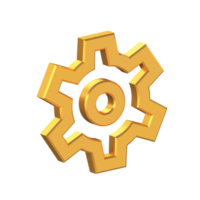 Setting 3D Icon Isolated on Transparent Background, Gold Texture, 3D Rendering png