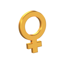 Female Sign 3D Icon Isolated on Transparent Background, Gold Texture, 3D Rendering png