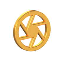 Camera Capture 3D Icon Isolated on Transparent Background, Gold Texture, 3D Rendering png
