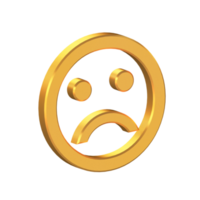 Gesicht Emoji Gefühl unzufrieden 3d Symbol isoliert auf transparent Hintergrund, Gold Textur, 3d Rendern png