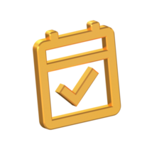 Event Planner 3D Icon Isolated on Transparent Background, Gold Texture, 3D Rendering png