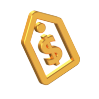 Verkauf Etikett 3d Symbol isoliert auf transparent Hintergrund, Gold Textur, 3d Rendern png