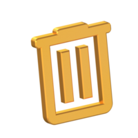 löschen 3d Symbol isoliert auf transparent Hintergrund, Gold Textur, 3d Rendern png