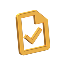 File Task Mark 3D Icon Isolated on Transparent Background, Gold Texture, 3D Rendering png