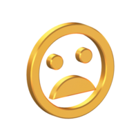 viso emoji sentimento umore cattivo 3d icona isolato su trasparente sfondo, oro struttura, 3d interpretazione png