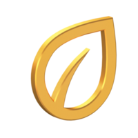 Öko freundlich 3d Symbol isoliert auf transparent Hintergrund, Gold Textur, 3d Rendern png