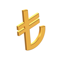 Turkish Lira 3D Icon Isolated on Transparent Background, Gold Texture, 3D Rendering png