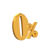 Zero Percent 3D Gold Letters, Zero Percent Tax, 3D Rendering png