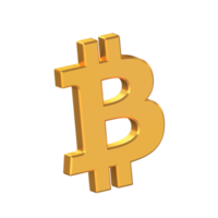 Bitcoin 3d Symbol isoliert auf transparent Hintergrund, Gold Textur, 3d Rendern png