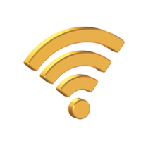 Wifi, inalámbrico señal 3d icono aislado en transparente fondo, oro textura, 3d representación png