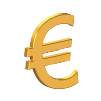 Euro 3D Icon Isolated on Transparent Background, Gold Texture, 3D Rendering png