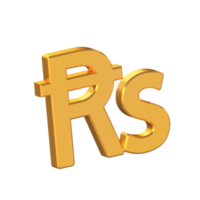 Rs Pakistani Rupees 3D Icon Isolated on Transparent Background, Gold Texture, 3D Rendering png