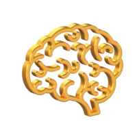 cerebro 3d icono aislado en transparente fondo, oro textura, 3d representación png
