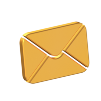 correo electrónico 3d icono aislado en transparente fondo, mensaje símbolo, oro textura, 3d representación png
