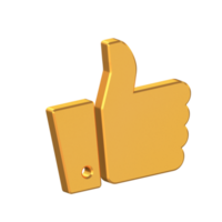 Thumb Like 3D Icon Isolated on Transparent Background, Gold Texture, 3D Rendering png